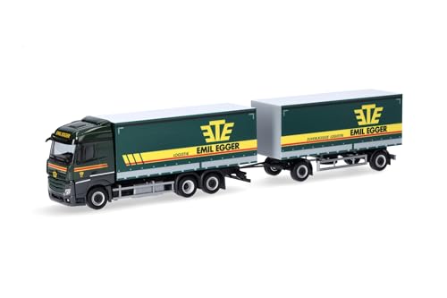 Herpa LKW Modell Mercedes-Benz Streamspace 2.5Planen-Hängerzug Emil Egger(Schweiz/St. Gallen), Miniatur im Maßstab 1:87, Sammlerstück, Made in Germany, Kunststoff von herpa