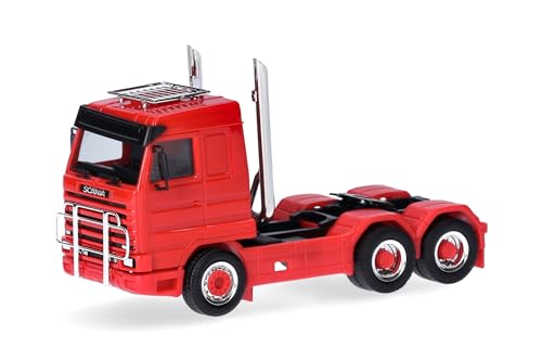 Herpa LKW Modell Scania 143 Streamline Solozugmaschine 3-achs (6x4) mit Dachträger, Rammschutz und Highpiges, Miniatur im Maßstab 1:87, Sammlerstück, Made in Germany, Kunststoff von herpa