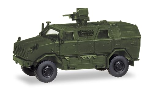 Herpa Militär Modell Allschutz-Transport-Fahrzeug (ATF Dingo) mit FLW 100, undekoriert Miniatur im Maßstab 1:87, Sammlerstück, Made in Germany, Kunststoff von herpa