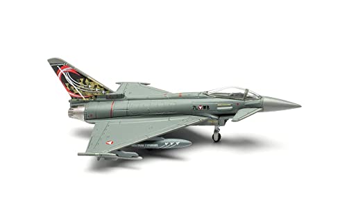 Herpa Militär Modellflugzeug, Austrian Air Force Eurofighter Typhoon, Zeltweg Air Base Austrian Typhoons Maßstab 1:200 - Modellbau Flugzeug, Flugzeugmodell für Sammler, Army Flieger aus Metall von herpa