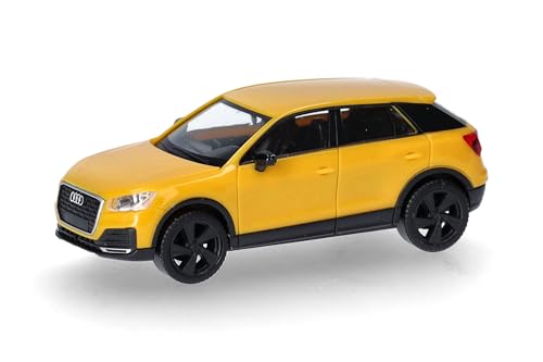 Herpa Modellauto Audi Q2, vegasgelb, Miniatur im Maßstab 1:87, Sammlerstück, Made in Germany, Modell aus Kunststoff von herpa