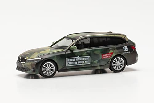 Herpa Modellauto BMW 3er Touring Bundeswehr Personal, originalgetreu im Maßstab 1:87, Auto Modell für Diorama, Modellbau, Sammlerstück, Deko, Made in Germany, Automodell aus Kunststoff von herpa