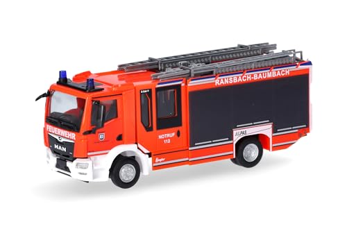 Herpa Modellauto Man TM CC HLF Feuerwehr Ransbach-Baumbach, Miniatur im Maßstab 1:87, Sammlerstück, Made in Germany, Modell aus Kunststoff von herpa