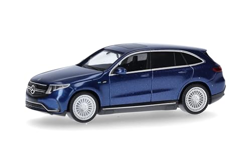 Herpa Modellauto Mercedes-EQ EQC, Miniatur im Maßstab 1:87, Sammlerstück, Made in Germany, Modell aus Kunststoff, Farbe: brillantblaumetallic von herpa