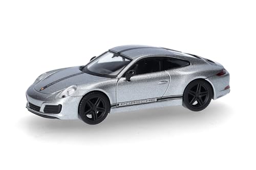 Herpa Modellauto Porsche 911 (991) Carrera 4 S, Silber, Miniatur im Maßstab 1:87, Sammlerstück, Made in Germany, Modell aus Kunststoff von herpa