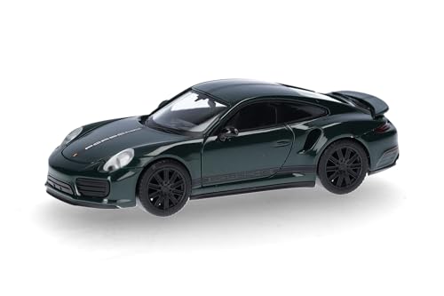 Herpa Modellauto Porsche 911 (991) Turbo, Verde British Racing Green, Miniatur im Maßstab 1:87, Sammlerstück, Made in Germany, Modell aus Kunststoff von herpa