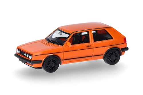 Herpa Modellauto VW Golf II GTI, tieforange, Miniatur im Maßstab 1:87, Sammlerstück, Made in Germany, Modell aus Kunststoff von herpa