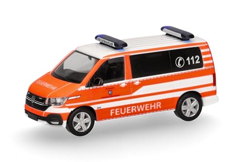 Herpa Modellauto VW T6.1 MTW Feuerwehr Ransbach-Baumbach, Miniatur im Maßstab 1:87, Sammlerstück, Made in Germany, Modell aus Kunststoff von herpa