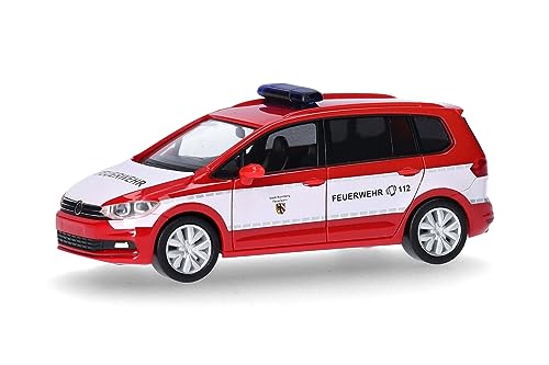 Herpa Modellauto VW Touran Feuerwehr Nürnberg, Miniatur im Maßstab 1:87, Sammlerstück, Made in Germany, Modell aus Kunststoff von herpa