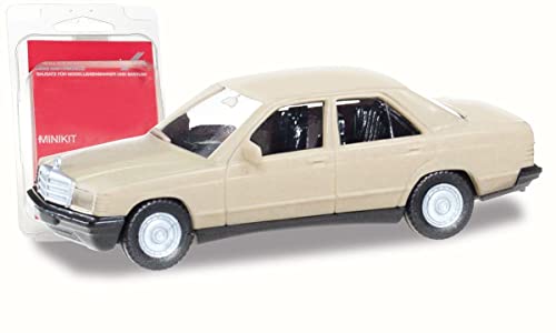 Herpa Modellbausatz Auto Mercedes-Benz 190 E, Minikit originalgetreu im Maßstab 1:87, Auto Modell für Diorama, Modellauto Sammlerstück, Deko Automodelle aus Kunststoff, Farbe: taigabeige von herpa