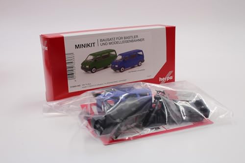 Herpa Modellbausatz MiniKit VW T4 Bus, olivgrün/ultramarinblau, Miniatur im Maßstab 1:87, Sammlerstück, Kit für Modellbau, Kunststoff von herpa