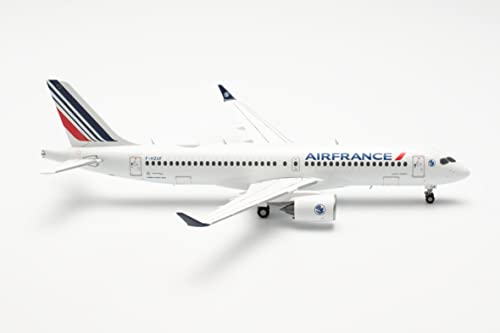 Herpa Modellflugzeug Airbus A220-300 Air France - Saint-Tropez” Maßstab 1:200 - Modellbau Flugzeug, Flugzeugmodell für Sammler, Miniatur Deko, Flieger ohne Standfuß aus Metall von herpa