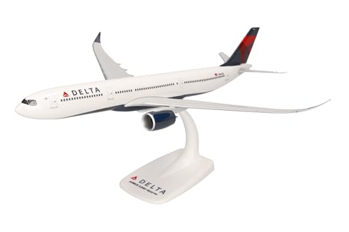 Herpa Modellflugzeug Airbus A330-900neo - Delta Air Lines, Maßstab 1:200 - Snap-Fit, Modellbau Flugzeug, Flugzeugmodell für Sammler und Bastler, Miniatur Deko, Steckmodell mit Standfuß aus Kunststoff von herpa