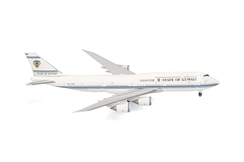 Herpa Modellflugzeug Boeing 747-8, Kuwait Government, Miniatur im Maßstab 1:500, Sammlerstück, Modell ohne Standfuß, Metall von herpa