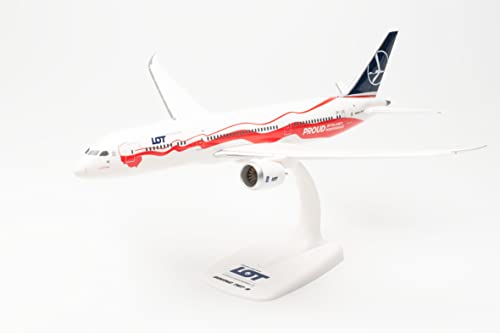 Herpa Modellflugzeug Boeing 787-9 Polish Airlines Proud of Poland‘s Independence, Maßstab 1:200 - SnapFit, Modellbau Flugzeug, Flugzeugmodell, Miniatur Deko, Steckmodell mit Standfuß von herpa