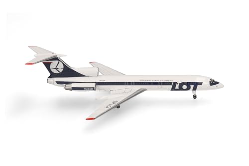 Herpa Modellflugzeug Lot Polish Airlines Tupolev TU-154M, Miniatur im Maßstab 1:500, Sammlerstück, Modell ohne Standfuß, Metall von herpa