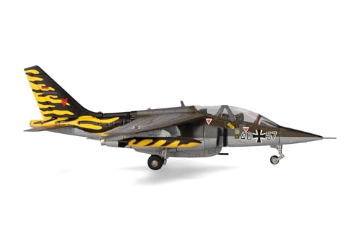 Herpa Modellflugzeug Luftwaffe Alpha Jet A - Fighter-Bomber Wing 43 (JaboG 43), Oldenburg - NATO Tiger Meet 1991 Miniatur im Maßstab 1:72, Sammlerstück, Modell mit Standfuß, Metall von herpa