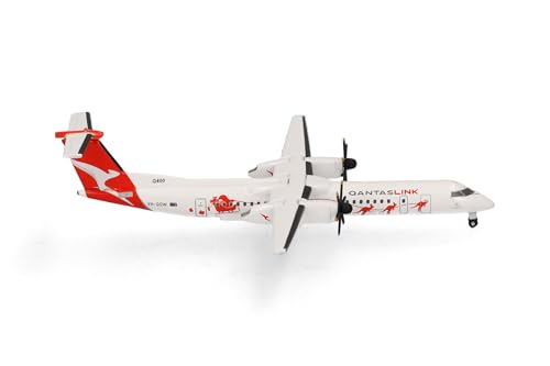 Herpa Modellflugzeug QantasLink Bombardier Q400 Dasher-8" Miniatur im Maßstab 1:500, Sammlerstück, Modell ohne Standfuß, Metall von herpa