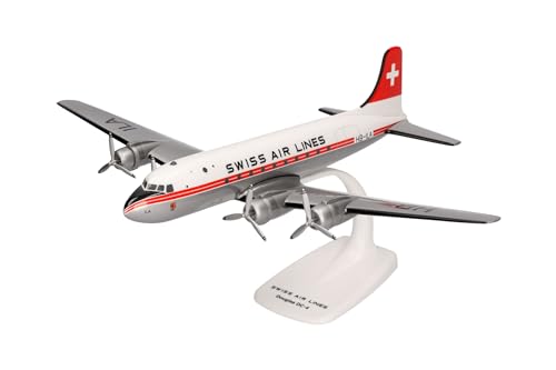 Herpa Modellflugzeug Swissair Douglas DC-4, Steckmodell, Miniatur im Maßstab 1:125, Sammlerstück, Modell mit Standfuß, Kunststoff von herpa