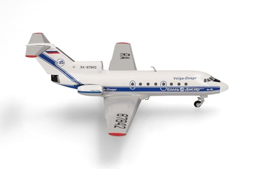 Herpa Modellflugzeug Volga-Dnepr Airlines Yakovlev Yak-40, Miniatur im Maßstab 1:200, Sammlerstück, Modell ohne Standfuß, Metall von herpa