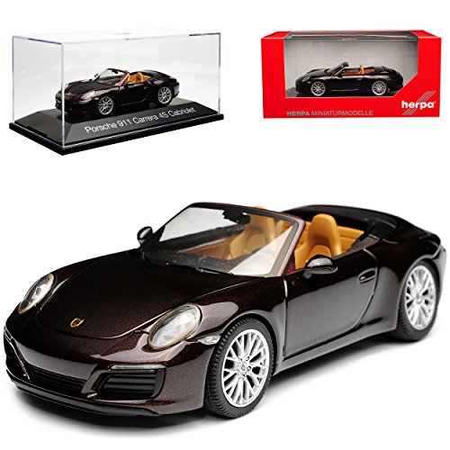 Herpa Porsche 911 991 II Carrera 4 Cabrio Mahagoni Metallic Braun Modell Ab 2012 Ab Facelift 2015 1/43 Modell Auto von herpa