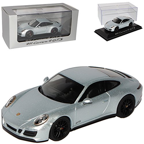 Herpa Porsche 911 991 II Coupe Carrera 4 GTS Rhodium Silber Modell Ab 2012 Ab Facelift 2015 1/43 Modell Auto mit individiuellem Wunschkennzeichen von herpa