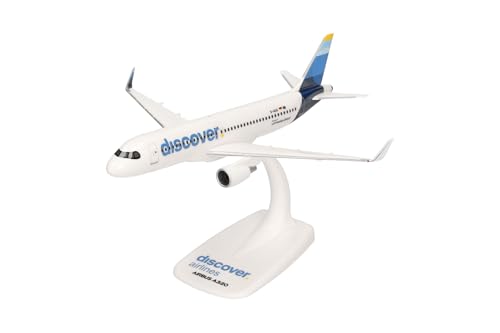 Herpa Snap-Fit Modellflugzeug Airbus A320 Discover Airlines, Miniatur im Maßstab 1:200, Sammlerstück, Modell mit Standfuß, Kunststoff von herpa