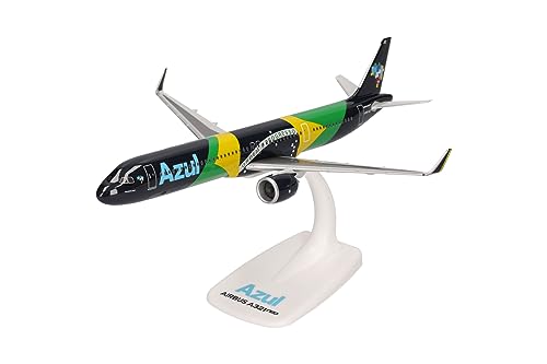 Herpa Snap-Fit Modellflugzeug Azul Brazilian Airlines Airbus A321neo “Brazilian Flag Livery” – PR-YJE, Miniatur im Maßstab 1:200, Sammlerstück, Modell mit Standfuß, Kunststoff von herpa