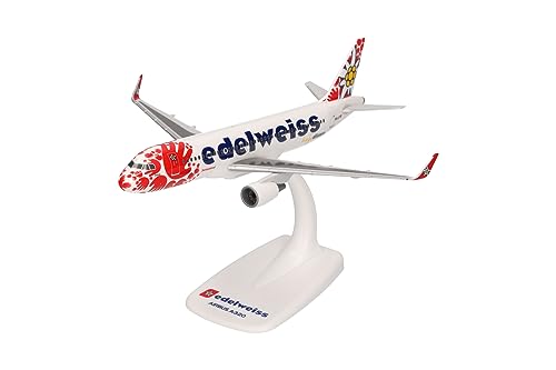 Herpa Snap-Fit Modellflugzeug Edelweiss Air Airbus A320 Help Alliance – HB-JLT Miniatur im Maßstab 1:200, Sammlerstück, Modell mit Standfuß, Kunststoff, Weiß von herpa