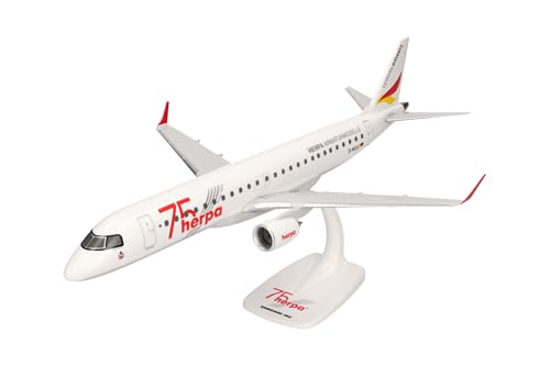 Herpa Snap-Fit Modellflugzeug German Airways Embraer E190 E190 Herpa 75 Years Miniatur im Maßstab 1:100, Sammlerstück, Modell mit Standfuß, Kunststoff von herpa