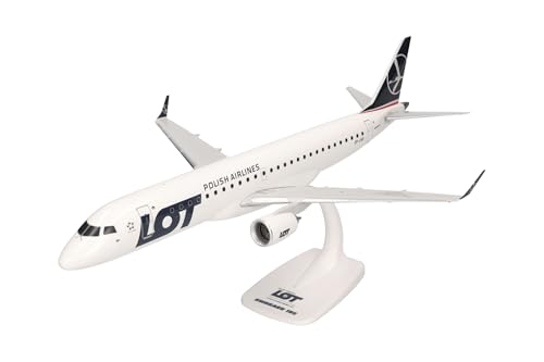 Herpa Snap-Fit Modellflugzeug Lot Polish Airlines Embraer E195 - SP-LND Miniatur im Maßstab 1:100, Sammlerstück, Modell mit Standfuß, Kunststoff von herpa