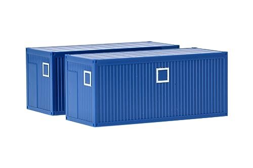 Herpa Zubehör Baucontainer, enzianblau, 2 Stück. im Maßstab 1:87, Miniatur Modell, Kunststoff von herpa