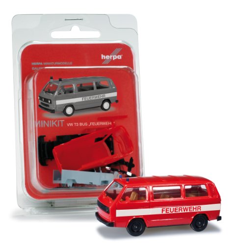 herpa 012591 - MiniKit VW T3 Bus Feuerwehr, Rot von herpa