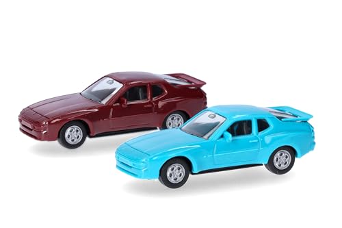 herpa 012768-004 Modellbausatz Porsche 944, Miniaturmodell im Maßstab 1:87, Auto, Sammlerstück, Kit für Modellbau, Kunststoff, rot/blau von herpa