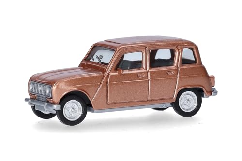 herpa 030199-002 Modellauto Renault R4, Miniatur im Maßstab 1:87, Sammlerstück, Made in Germany, Modell aus Kunststoff, Farbe: beigemetallic Miniaturmodell von herpa