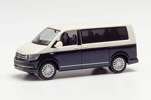 herpa 038730-002 Volkswagen VW T6 Multivan Bicolor, weiß/sternlichtblau Metallic in Miniatur zum Basteln Sammeln und als Geschenk von herpa