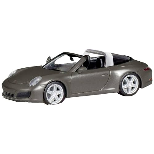 herpa 038867-002 Porsche 911 Targa 4, achatgrau metallic Modell Auto Miniaturmodelle Kleinmodell Sammlerstück Detailgetreu, grau von herpa