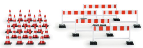 herpa 052566 – Pylonen und Absperrschranken Set, Leitkegel, Schrankenzaun, Verkehrsabsperrung, Baustelle, Modellbau, Miniaturmodelle, Zubehör, Kunststoff - Maßstab 1:87 von herpa