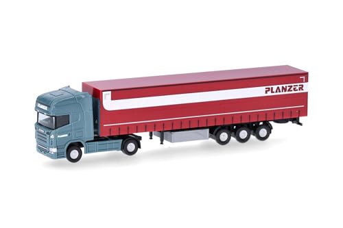 Herpa LKW Modell Scania R TL Gardinenplanen-Sattelzug Planzer (Schweiz/Dietikon), Miniatur im Maßstab 1:160, Sammlerstück, Made in Germany, Kunststoff von herpa