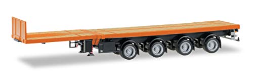 herpa 076203-007 Nooteboom Teletrailer vierachsig, verkehrsorange, Auflieger Mini zum Basteln und Sammeln von herpa