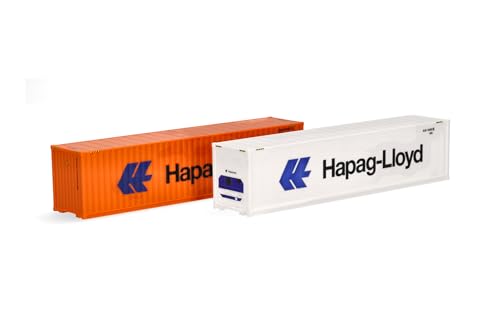 herpa 076449-006 LKW Modell Container-Set 2 x 40 ft.Hapag Lloyd, Miniatur im Maßstab 1:87, Sammlerstück, Made in Germany, Kunststoff Miniaturmodell, Mehrfarbig von herpa