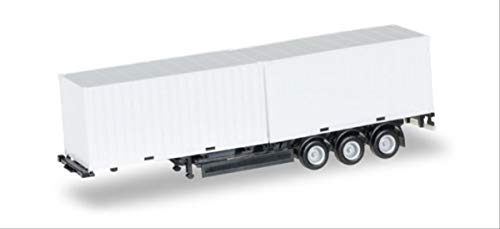 herpa 076494-002 Containerchassis Krone 40 feet mit 2 x 20 feet Container, Miniaturfahrzeuge, Schwarz von herpa