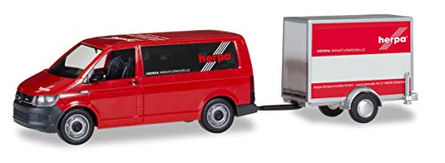 herpa 094290 Volkswagen VW T6 Bus mit Kofferanhänger Anhänger von VK-Modelle, Mehrfarbig, S von herpa