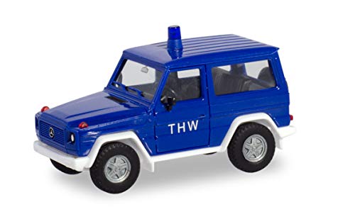 herpa 094825 – Man THW Einsatzfahrzeug, Mercedes Benz G-Klasse, Cars, Blaues Miniatur Auto, Modellbau, Miniaturmodelle, Sammlerstück, Kunststoff - Maßstab 1:87 von herpa