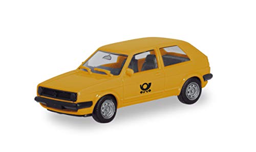 herpa 094832 – VW Golf II “Post“, Miniatur Auto, Autosammlung, Modellsammlung, Miniaturmodelle, Fahrzeuge zum Sammeln, Kleinmodell, Sammlerstück, Einsteiger, Detailgetreu, Gelb - Maßstab 1:87 von herpa