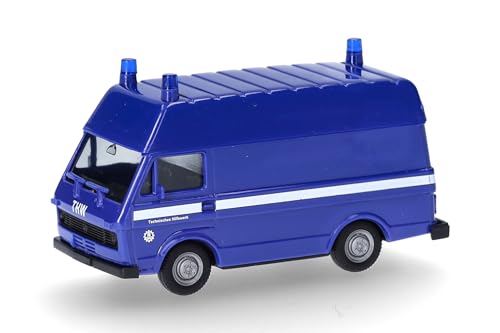 herpa 097628 Modellauto VW LT Kastenwagen Hochdach THW (Basic), Miniatur im Maßstab 1:87, Sammlerstück, Made in Germany, Modell aus Kunststoff Miniaturmodell, Blau von herpa