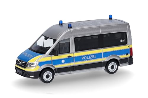 herpa 097796 Modellauto Man TGE Bus Hochdach Polizei Bayern, Miniatur im Maßstab 1:87, Sammlerstück, Made in Germany, Modell aus Kunststoff Miniaturmodell, Mehrfarbig von herpa