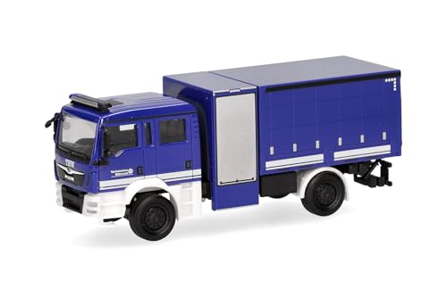 Herpa LKW Modell Man TGM Mehrzweckgerätefahrzeug Plane THW, Miniatur im Maßstab 1:87, Sammlerstück, Made in Germany, Kunststoff von herpa