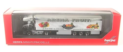 herpa 122269 Scania LKW Modell CS 20 HD Kühlkoffer-Sattelzug Arena Fruit, Miniatur im Maßstab 1:87, Sammlerstück, Made in Germany, Kunststoff Miniaturmodell von herpa