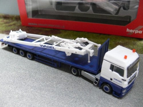 herpa 1/87 303071 Man TGX XLX Man TGX XLX Lowliner Wasel Krane Flachbett SZ m.SA Bock von herpa